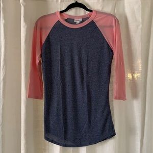 LulaRoe 3/4 pink and gray baseball style shirt